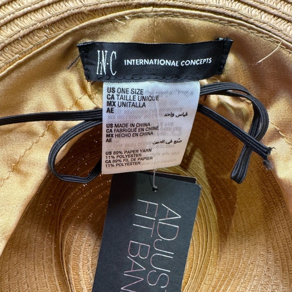 INC International Concepts Tan and Turquoise Blue Hat with Wide Brim NWT - Picture 3 of 6